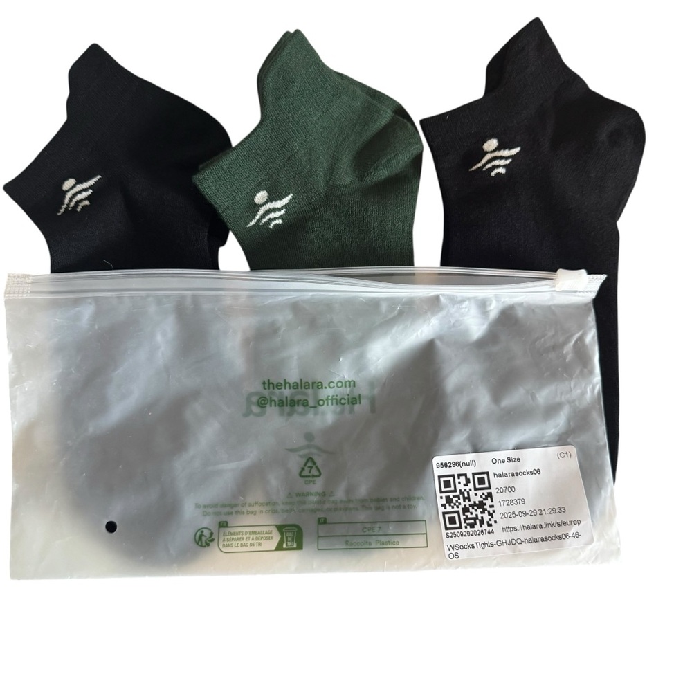 NWT HALARA Women’s Low Ankle Socks - Black and Dark Green One Size 3 Pack - Picture 3 of 3